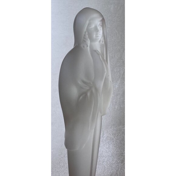 VTG Heisey by Imperial Glass Satin/Clear Frosted Finish Madonna Figurine 9" Tall - Picture 2 of 8